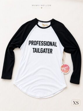 Mumu Mellow Professional Tailgater Raglan Tee XS Black White Softball